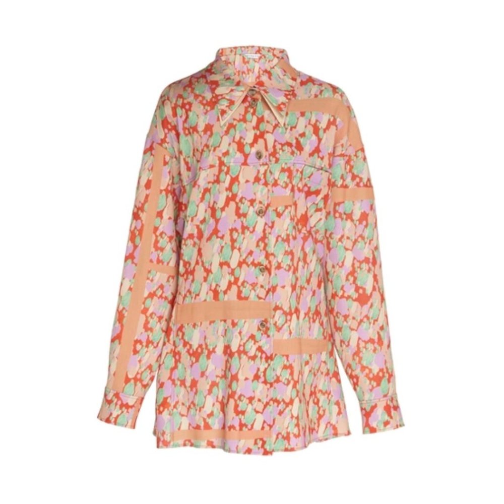 Rejina Pyo | Rory Collared Multi Floral Print Crepe Shirt